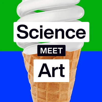 Science meets art concept in typography design illustration.